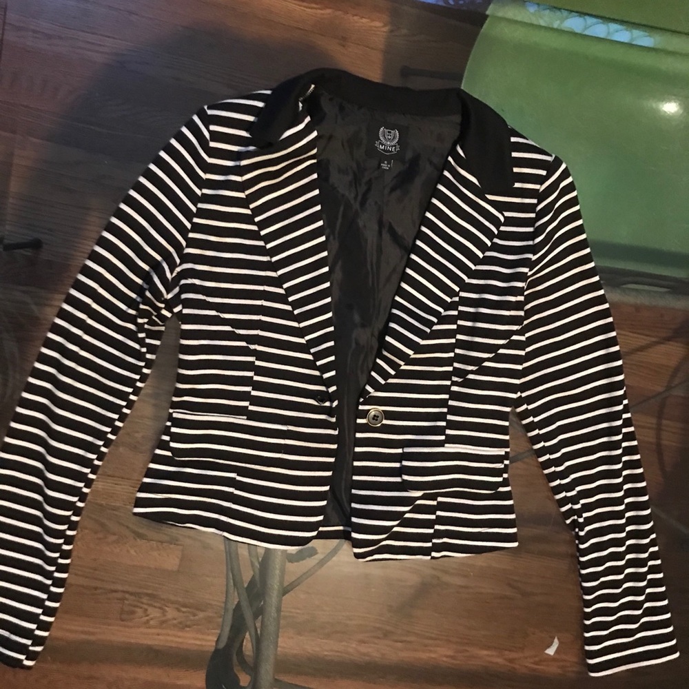 Black and White Striped Blazer